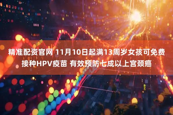 精准配资官网 11月10日起满13周岁女孩可免费接种HPV疫苗 有效预防七成以上宫颈癌