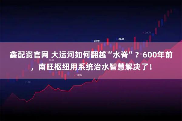 鑫配资官网 大运河如何翻越“水脊”？600年前，南旺枢纽用系统治水智慧解决了！